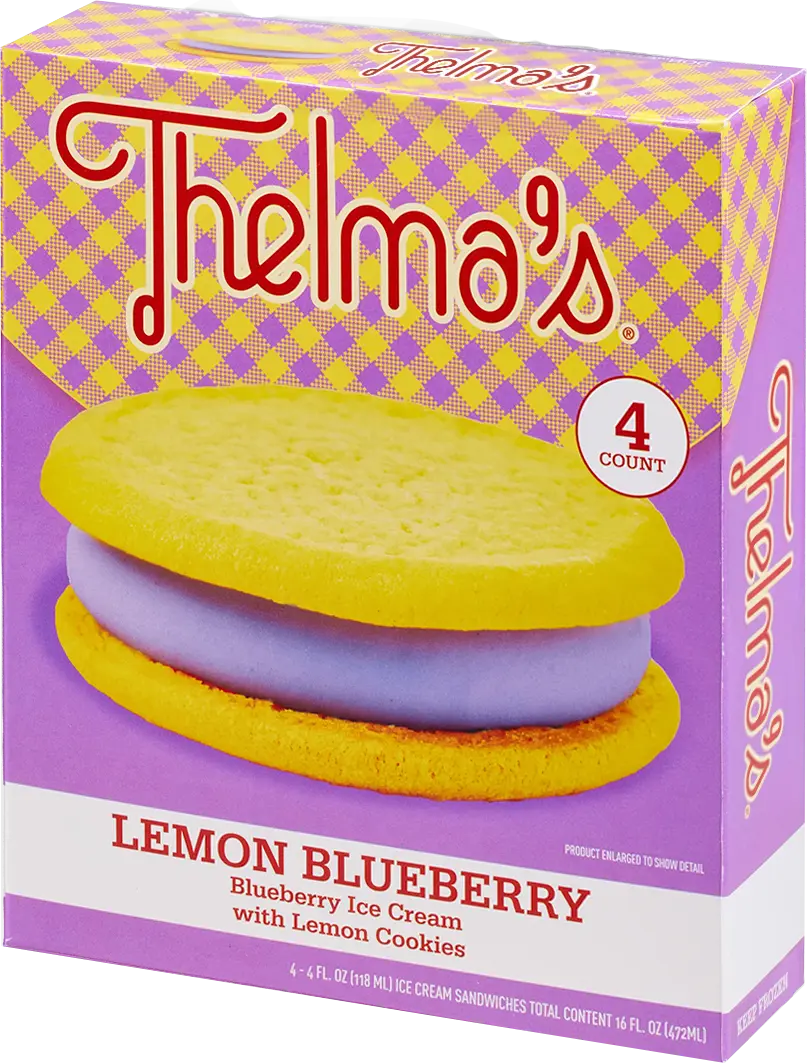 Thelma's Lemon Blueberry ice cream sandwich, 4 count box