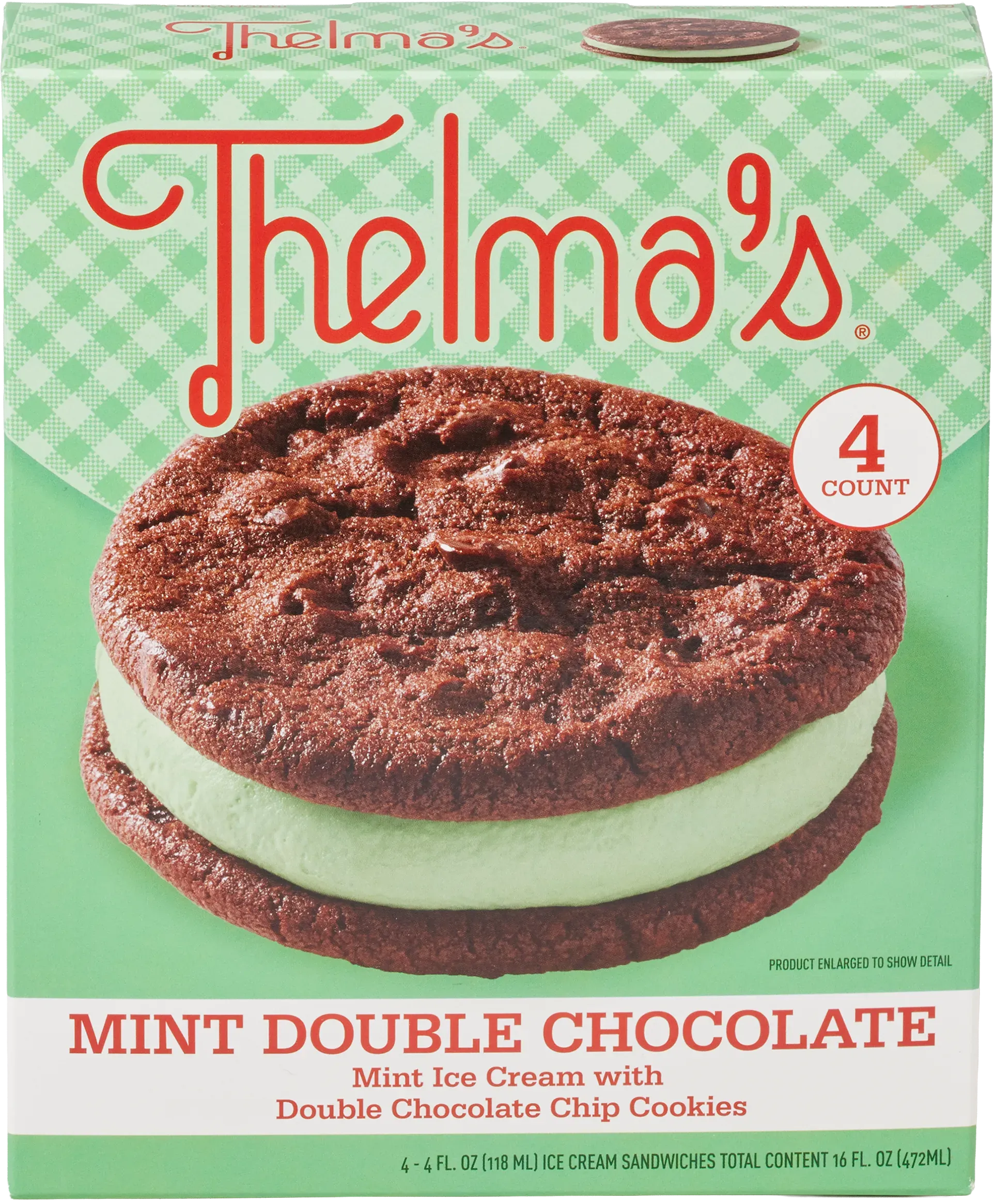Thelma's Mint Double Chocolate Ice Cream Sandwich ice cream sandwiches